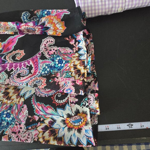 Express Dark Floral Paisley Mini Dress Size Medium Boho Multicolor Summer Short - Picture 8 of 10